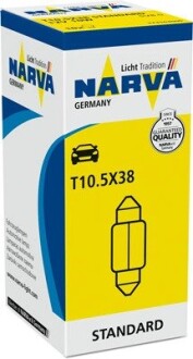 Автолампа T10,5x38 SV8,5 10 W прозрачная NARVA 173163000