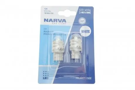 Автолампа W21/5W 12V 2.4/0.48W W3x16q LED (белая) (к-кт 2 шт)) NARVA 181694100