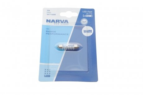 Лампа світлодіодна LED FESTOON С5W Range Performance 0,6W SV8.5 (38мм) NARVA 181714000