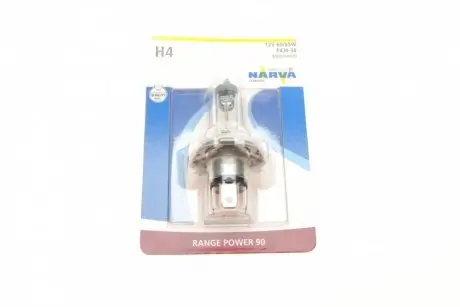 Автолампа H4 12V 60/55W P43t Range Power 90 (блистер/1шт)) NARVA 480034000