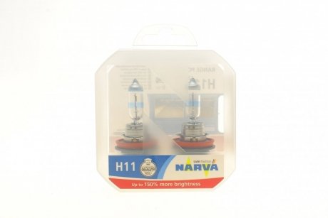 Автолампа H11 12V 55W PGJ19-2 Range Power 150 (к-кт 2 шт).) NARVA 481012100