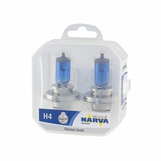 Лампа галогенна TWIN SET H4 12V 60/55W RANGE POWER WHITE (вир-во) NARVA 48680S2