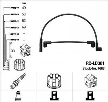 Комплект кабелей зажигания NGK 7068 (фото 1)