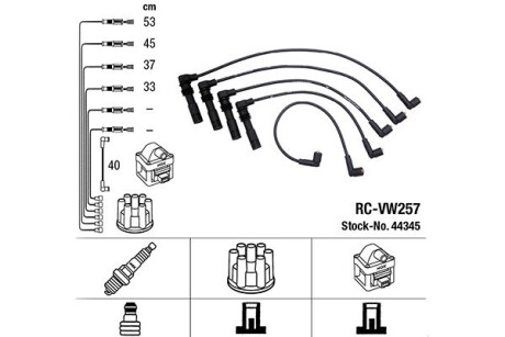 Проволока зажигания VW POLO 1,4 16V 99- NGK RCVW257