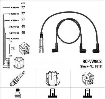 Комплект ізольованих проводів для свічок запалення NGK RC-VW902