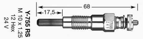 Свічка розжарювання NGK Y755RS (фото 1)