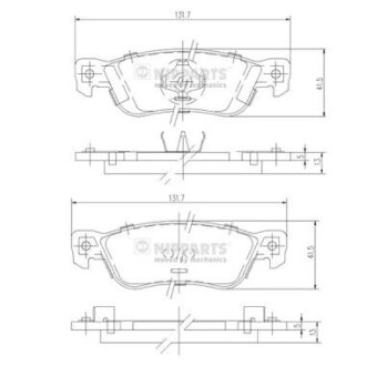 Гальмівні колодки, дискове гальмо (набір) NIPPARTS J3619000