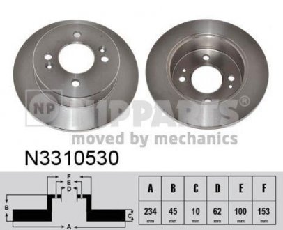 Тормозные диски задние NIPPARTS N3310530 (фото 1)