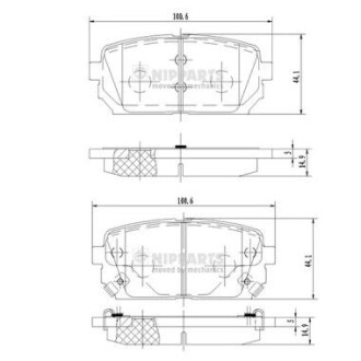 Гальмівні колодки, дискове гальмо (набір) NIPPARTS N3610309