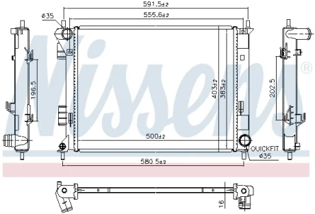 Радіатор двигуна HYUNDAI IX20, KIA VENGA 1.4-1.6LPG 02.10-07.19 NISSENS 607189