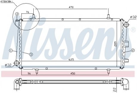 Радиатор, охлаждение двигателя NISSENS 62785A