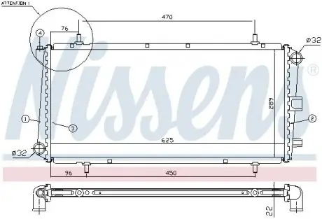 Радиатор, охлаждение двигателя NISSENS 62785A
