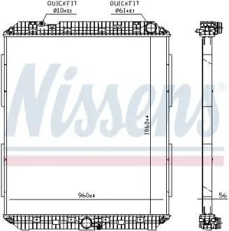 Радіатор двигуна (без рами) EURO 6 MERCEDES ACTROS MP4 / MP5, ANTOS, AROCS 471.943-OM936.916 07.11- NISSENS 671760