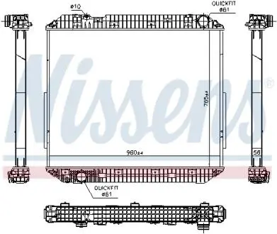 Радіатор двигуна (без рами) EURO 6 MERCEDES ACTROS MP4 / MP5, ANTOS, AROCS 471.943-OM936.916 07.11- NISSENS 671780