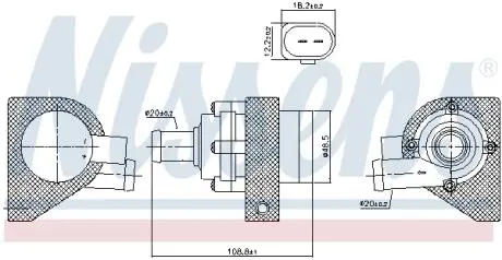 Додатковий водяний насос (електричний) AUDI A1, A3, SEAT ALHAMBRA, ALTEA, ALTEA XL, IBIZA IV, IBIZA IV SC, IBIZA IV ST, LEON, TOLEDO IV, SKODA FABIA II, OCTAVIA II, RAPID 1.0-3.6 03.04-12.22 NISSENS 832110