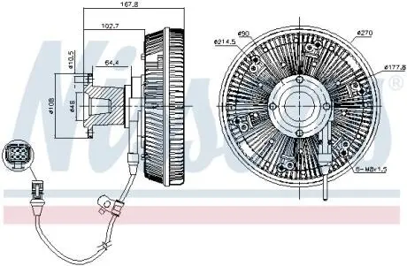 Віскомуфта вентилятора охолодження (кількість контактів: 5) MAN TGA, TGS I, TGX I D2066LF01-D2676LF80 09.01- NISSENS 86228