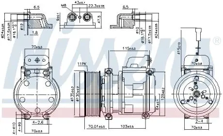 Компресор кондиціонера MERCEDES ACTROS, ACTROS MP2 / MP3, ATEGO, ATEGO 2, AXOR, AXOR 2, CITARO (O 530), CONECTO (O 345), ECONIC, INTEGRO (O 550), TRAVEGO (O 580), ZETROS 04.96- NISSENS 890331