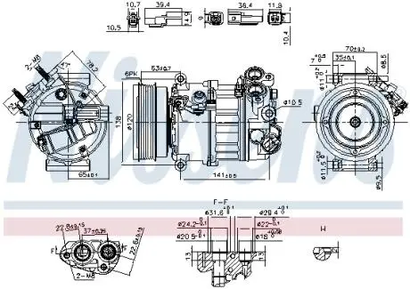 Компресор кондиціонера VOLVO S60 II, S80 II, V60 I, V60 II, V70 III, XC60 I, XC70 II 1.5/2.0/2.0D 09.13-12.21 NISSENS 890593