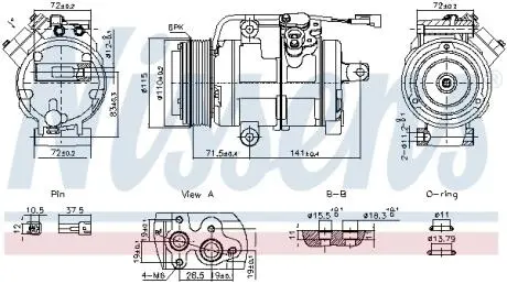 Компресор кондиціонера FORD USA EDGE, MAZDA CX-9 3.7 01.07- NISSENS 891060