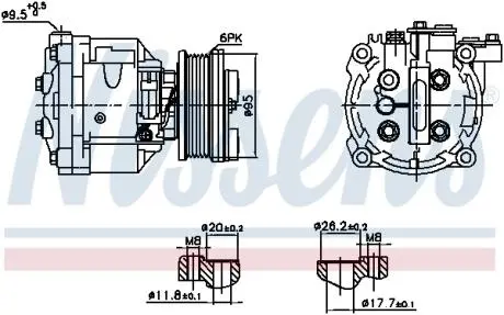 Компресор кондиціонера CHEVROLET AVEO, TRAX, OPEL ADAM, MOKKA / MOKKA X 1.3D-1.7D 07.11- NISSENS 891078