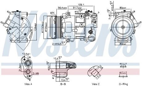 Компрессор кондиционера Citroen Berlingo/Peugeot Partner/Opel Combo 1.2-1.5D 18- NISSENS 891103