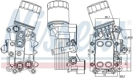 Масляний радіатор (з корпусом масляного фільтра) AUDI A1, SEAT IBIZA IV, IBIZA IV SC, IBIZA IV ST, TOLEDO IV, SKODA FABIA III, FABIA III PRAKTIK, RAPID, VW POLO, POLO V 1.4D 02.14-12.22 NISSENS 91311