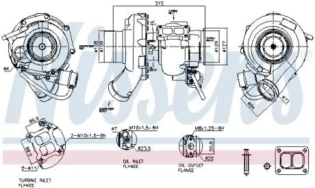 Турбокомпресор (із монтажним набором) новий DC13 SCANIA G I, G II, P I, P II, R I, R II, S DC13.05-DC13.174 04.04- NISSENS 93677