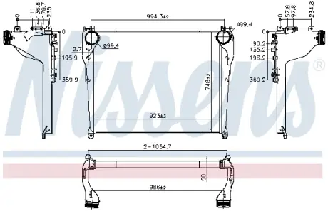Інтеркулер EURO 6 MERCEDES ACTROS MP4 / MP5, ANTOS, AROCS 471.943-OM936.916 07.11- NISSENS 961568