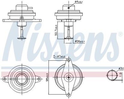 Клапан EGR Opel Astra G/Frontera/Omega B/Zafira A 2.0/2.2D 96-05 NISSENS 98470