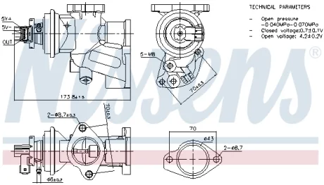 OPEL Клапан EGR Corsa C 1.7DI/DTI 00- NISSENS 98475