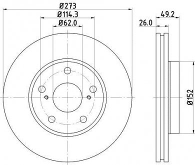 Диск гальмівний передній Toyota Auris 1.4, 1.6, 1.8 (07-) NISSHINBO ND1021K