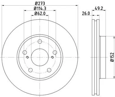 Диск тормозной передний Toyota Auris 1.4, 1.6, 1.8 (07-) NISSHINBO ND1021K
