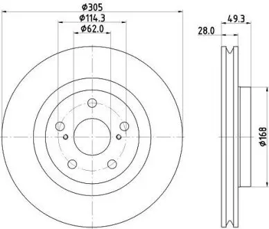 Диск гальмівний передній Toyota Camry (V7) (17-), RAV 4 V (_A5) (18-) NISSHINBO ND1128K