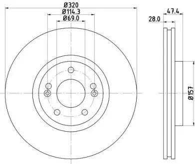 Диск гальмівний передній Hyundai i40/Kia Optima 1.6, 1.7, 2.0 (11-) NISSHINBO ND6073K