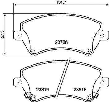 Колодки гальмові дискові передні Toyota Corolla 1.4, 1.6, 1.8, 2.0 (02-07) NISSHINBO NP1049