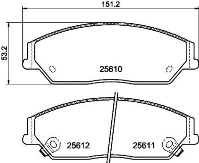 Колодки гальмові дискові передні Toyota Camry 2.0, 2.5 (11-)/BYD M6, S6 2.0, 2.4 (10-) NISSHINBO NP1052