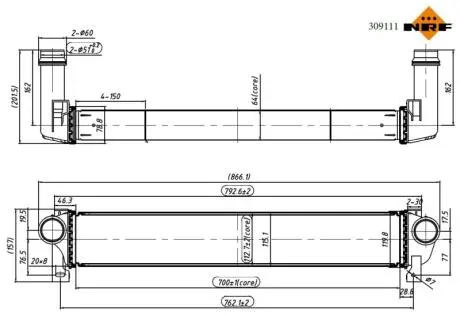 Інтеркулер JEEP CHEROKEE 2.0D/2.2D 04.14- NRF 309111