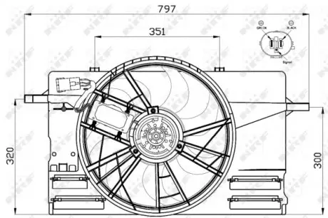 Вентилятор радиатора Volvo C30/C70/S40/V50 2.4/2.5 04-12 (с диффузором)) NRF 47412