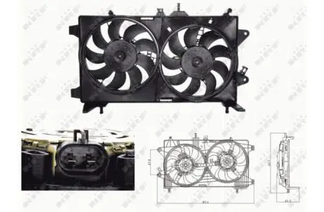 Вентилятор радіатора (з корпусом) FIAT IDEA, PUNTO, PUNTO/HATCHBACK, LANCIA MUSA 1.9D 09.99- NRF 47676