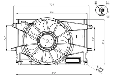 Вентилятор радіатора (з корпусом) OPEL ASTRA K 1.4 06.15-12.22 NRF 47951