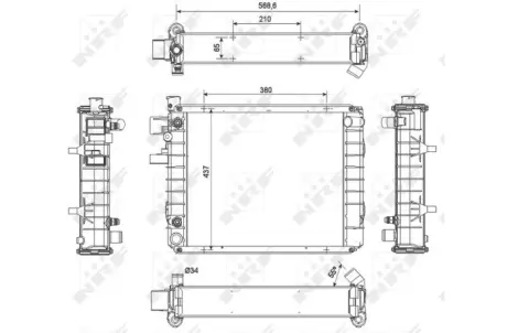 Радіатор двигуна (з рамою) YALE D 83P, D 84P, EP020040-BB, ERCB020040-AB, G 035-055 BA, G 035-055 BB, G 060-080 LB, G 51 P 030-050 NA, G 813 B 01664 G, G 83 030-120, G 83 040-120 SA NRF 52299