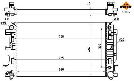 Радиатор охлаждения MB Sprinter 06-(+/-AC, АКПП) (OM646/OM651/OM642) NRF 53833A