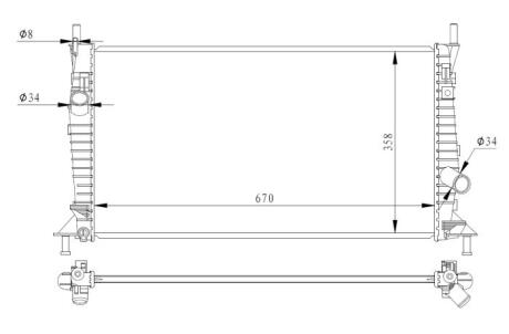Радіатор двигуна (мкпп) VOLVO C30, C70 II, S40 II, V50, FORD C-MAX, FOCUS C-MAX, FOCUS II, FOCUS II/KOMBI, MAZDA 3 1.3-2.5 10.03-12.12 NRF 550014