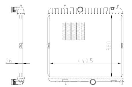 Радіатор охолодження Citroen DS5 11-/Peugeot 3008 I 2.0 HDi 09- (МКПП) NRF 550021