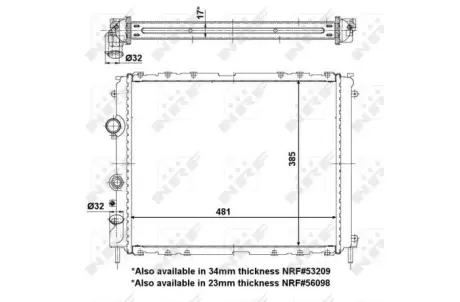 Радіатор двигуна (мкпп) RENAULT CLIO II, CLIO II/HATCHBACK, KANGOO, KANGOO EXPRESS, THALIA I 1.4-2.0 08.97- NRF 56099