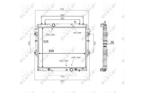 Радіатор охолодження Toyota Hilux 3.0 D-4D 4WD 05-15 (АКПП) NRF 58534