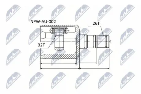 ШАРНІР РІВНИХ КУТОВИХ ШВИДКОСТЕЙ | ATM 6-SPEED VW GOLF V/VI 03-, TOURAN 03-, PASSAT 05-, SKODA OCTAVIA II NTY NPWAU002