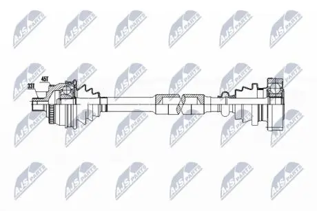 ПІВВІСЬ | AUDI A4 B5 1.8,1.8T 94-, VW PASSAT B5 1.8,1.8T,2.0 96-, SKODA SUPERB I 2.0 02- /ПРАВ,MTM/ NTY NPWAU042