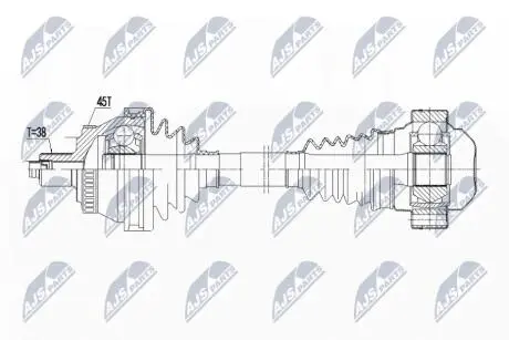 ПІВВІСЬ | AUDI A4 B6/B7 3.0 QUATTRO,3.2 QUATTRO 00- /ПЕРЕД,ЛІВ/ NTY NPWAU046