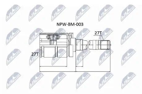 ШАРНІР РІВНИХ КУТОВИХ ШВИДКОСТЕЙ | BMW X-5 E53 3.0 00-05 /ATM/ /ПРАВ/ NTY NPWBM003